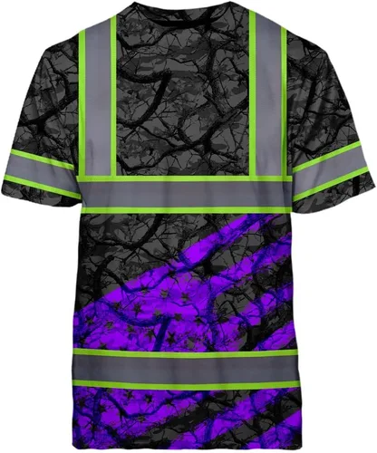 Miniatura 29 de Camisa de alta visibilidad de calavera con bandera de Estados Unidos para hombres, camisas de seguridad con nombre personalizado, ropa de trabajo