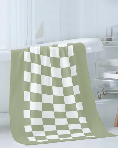 Miniatura 3 de Sage Green Plaid Bath Towels for Bathroom Set - Luxury Towels Gifts for Women,Quick Dry Beach Kitchen Hand Hair Face Yoga Workout Gym Towel and Dish