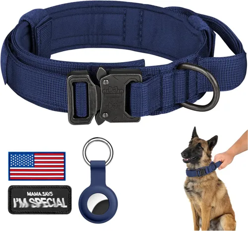 Miniatura 22 de DAGANXI Collar táctico para perro, collar ajustable de nailon para entrenamiento militar con asa de control y hebilla de metal pesado para perros