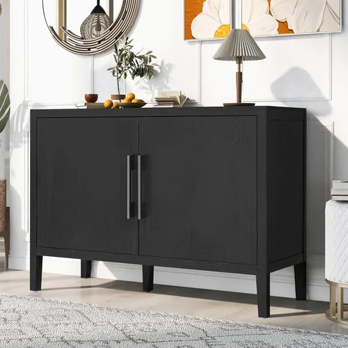 Miniatura 13 de Merax Aparador de buffet de madera moderna con 2 puertas, armario de almacenamiento independiente de estilo casa de campo, mesa consola para sala