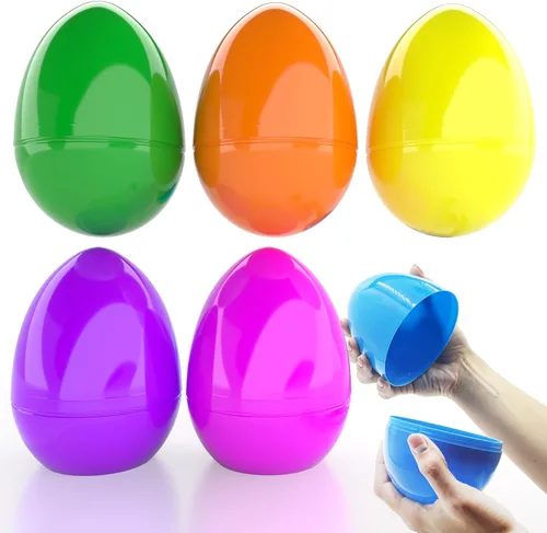 Miniatura 11 de The Dreidel Company Paquete de 24 huevos de Pascua de plástico brillantes y coloridos de 6 pulgadas, perfectos para la caza de huevos de Pascua