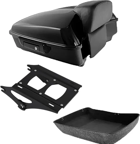 Miniatura 6 de TCMT Pestillos Negros de 10.7" para Maletero Cortado, Almohadilla de Respaldo, Luz Trasera LED con Señal de Giro Compatible con Harley Touring