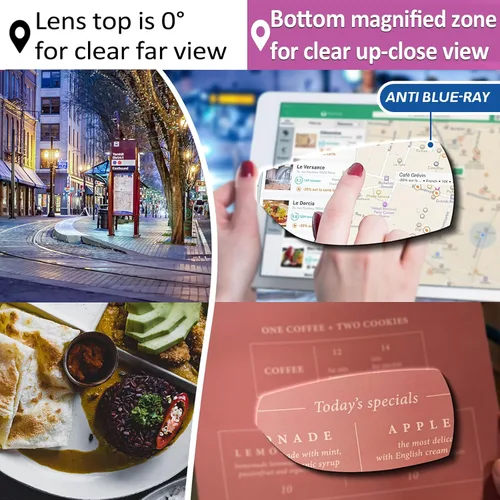 Miniatura 3 de Missfive Gafas de lectura bifocales premium para mujer, anti UV/luz azul y sin metal roto, con bisagra de resorte, para uso cercano y lejano