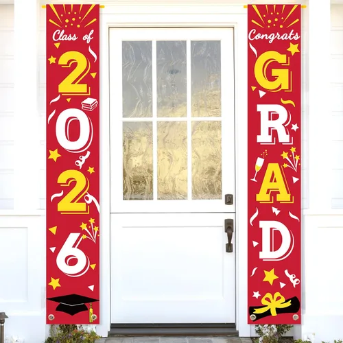 Miniatura 18 de Cartel de graduación para porche, letrero de clase, banderas colgantes de felicitaciones, escuela secundaria, universidad, fiesta, decoración