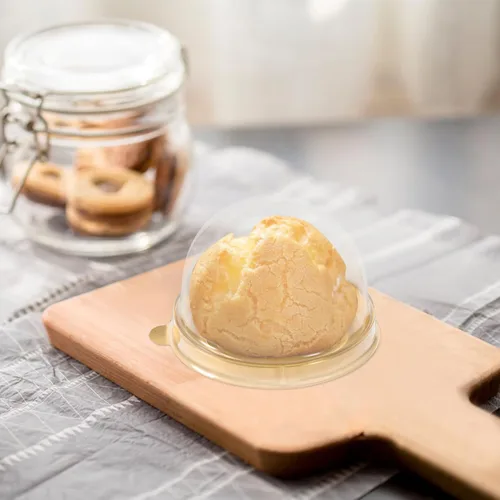 Miniatura 8 de Cabilock 50 piezas de plástico transparente mini caja para cupcakes titulares con tapa de cúpula de yema de huevo, hojaldre Mooncake contenedor