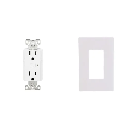 Eaton EWFWRCR15-W-BX-L Receptáculo inteligente para exteriores con placa de pared decorativa sin tornillos, color blanco