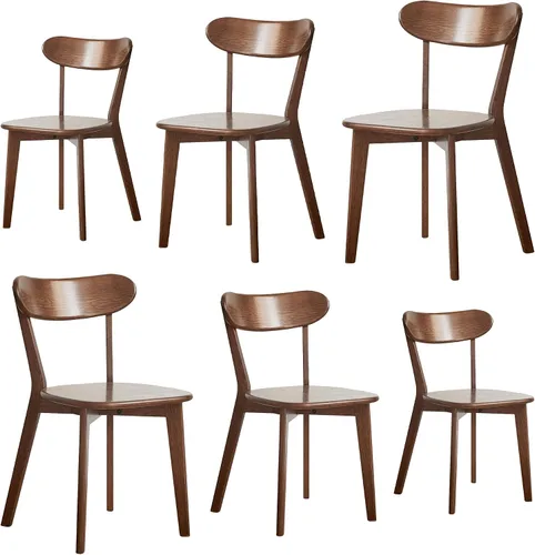 Miniatura 19 de Silla de comedor de madera maciza blanca, silla de comedor de roble de grado FAS individual, respaldo curvado resistente y diseño exterior de pata