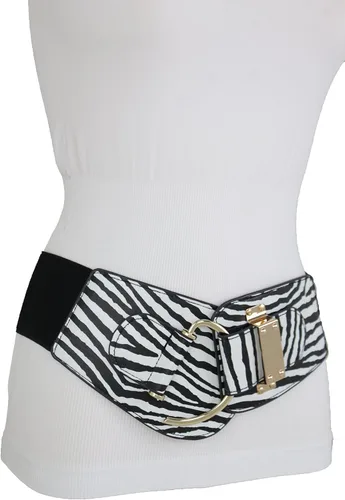 Miniatura 140 de TFJ - Cinturón ancho de moda para mujer, cintura alta, hebilla de gancho de metal dorado, talla XS, S, M, L, XL