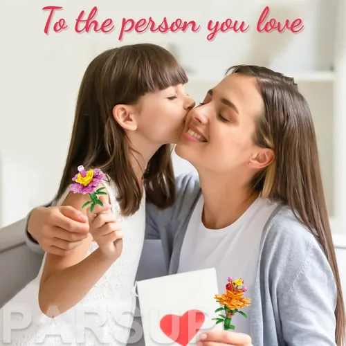 Miniatura 7 de PARSUP 30 piezas de regalos del día de San Valentín para niños, 6 bloques de construcción de flores artificiales diferentes con cajas de regalo