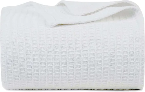 Miniatura 18 de Bed Bath & Home - Manta de 100% algodón, ligera y transpirable, buena para todas las estaciones, suave y acogedora. Blanco