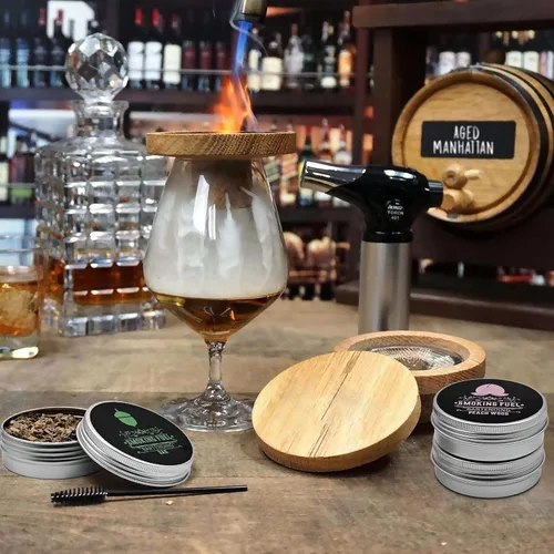 Miniatura 4 de Ahumador para bebidas con virutas de madera, 8 sabores de virutas de madera naturales incluyendo cereza, manzana, nogal, haya, pera, nuez, durazno