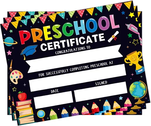 30 certificados de posgrado preescolar, coloridos diplomas de jardín de infantes, suministros de graduación, premios de logro estudiantil para