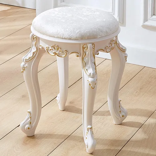 Miniatura 8 de Taburete de tocador, taburete de maquillaje, banco acolchado, asiento de piano en dormitorio, baño, pata de acero de plástico ABS, 16.9 in