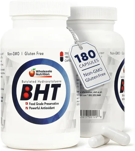 Wholesale Nutrition BHT - 250 mg Potente antioxidante - Sin OMG, sin gluten - Mejora la conservación de aceite/grasa - Hidroxitolueno butilado puro