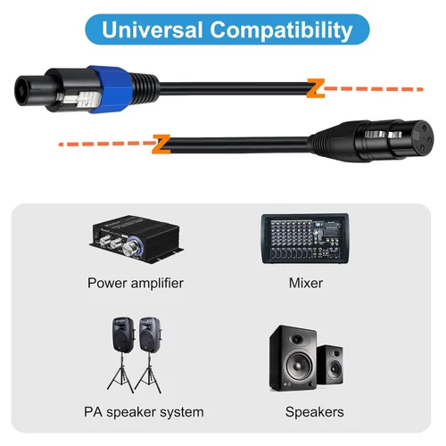 Miniatura 3 de Cable de extensión Speakon macho a hembra de 5.9 ft/6 pies con bloqueo giratorio para DJ PA escenario amplificador audio jack cable de altavoz