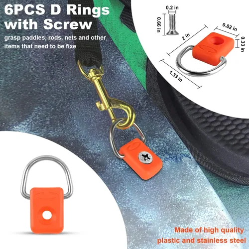 Miniatura 3 de Kit de aparejo de cubierta de kayak, cuerda elástica de 1/4 pulgadas y 9.8 pies con 6 anillos D y 4 ganchos en J y 4 ganchos de cuerda de choque