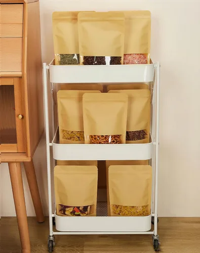 Miniatura 5 de FireKylin 100 bolsas de papel marrón con ventana, bolsas de pie de 3.5 x 5.5 pulgadas, bolsas de almacenamiento de alimentos con cremallera