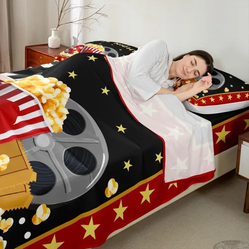 Miniatura 2 de Juego de sábanas de cine tamaño individual, juego de ropa de cama de 3 piezas para niños, adolescentes y adultos, decoración de habitación de cine