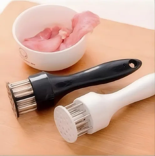 Miniatura 8 de Herramienta ablandadora de carne, 1 par en blanco y negro, con 21 cuchillas de aguja de acero inoxidable ultra afiladas, accesorios de cocina