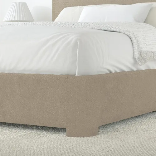 Miniatura 5 de BarnFurin Cloud Boucle - Base de cama de tamaño matrimonial, plataforma tapizada con cabecero, esquinas redondeadas suaves, no requiere somier, Beige