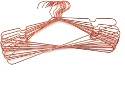 Miniatura 2 de Paquete de 30 perchas de 13 pulgadas para niños, color oro cobre rosa, con alambre de metal brillante, para almacenamiento y exhibición de camisas