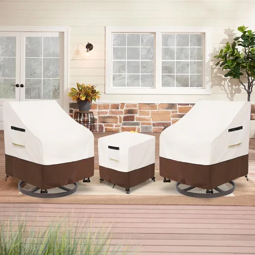 Miniatura 8 de Cubiertas para juego de muebles de patio Aacabo para 3 piezas de bistró al aire libre, cubierta impermeable 100% para muebles de exterior para 2