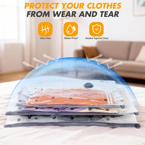 Miniatura 7 de Travel Vacuum Storage Bags with Pump, Carry-on Luggage Compression Bags + Portable Electric Pump, 80% Space Saver for Clothes, Vacuum Seal Bags for