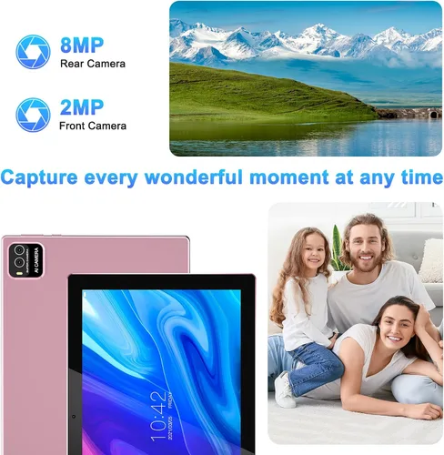 Miniatura 3 de Tableta Android 15 de 10 pulgadas (NO GO) Tabletas con teclado 64GB ROM+12GB RAM (expansión 4+8) Soporta expansión de 1TB 2MP+8MP Cámara dual Rosa