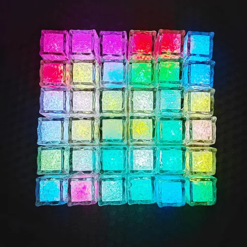 Miniatura 8 de Paquete de 120 cubitos de hielo iluminados, cubitos de hielo LED que brillan para bebidas con sensor de líquido, luces LED impermeables multicolor