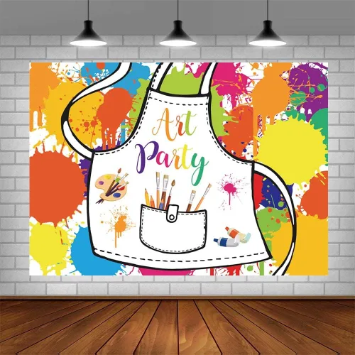 Miniatura 4 de SENDY Telón de fondo de pintura artística de 7 x 5 pies, vestido de pintura para un desorden salpicado de fondo de fotografía, pintamos grafiti