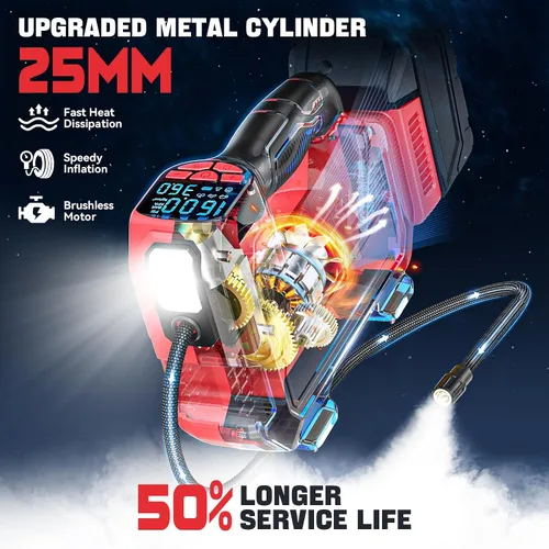 Miniatura 2 de Compresor de aire inalámbrico para inflador de neumáticos de 160 PSI, compatible con batería Milwaukee de 18 V, bomba de aire portátil LIVOWALNY