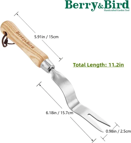 Miniatura 5 de Pala de mano para jardín de Berry&Bird, acero inoxidable, resistente, para mujeres, herramienta de jardinería con mango ergonómico y cabeza de metal