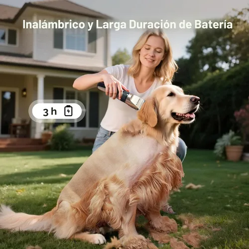 Miniatura 6 de HEAPETS - Cortapelos para perros, de bajo ruido, eléctrico, silencioso, peine ajustable, cortaúñas recargable inalámbrico para perros, gatos y Dorado