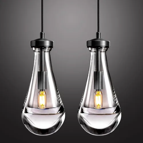 Miniatura 10 de Lámparas colgantes de latón, luces colgantes de cristal, isla de cocina, lámpara de gota de lluvia para comedor, dormitorio, baño, incluye bombilla