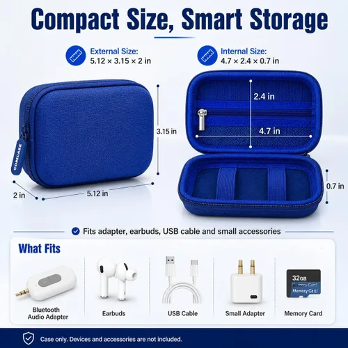Miniatura 6 de COMECASE Bluetooth Transmitter Case Compatible with AirFly SE/Pro 2/Pro/Duo, Avantree Relay and 1Mii, Hard Travel Organizer with Deep Mesh Pocket