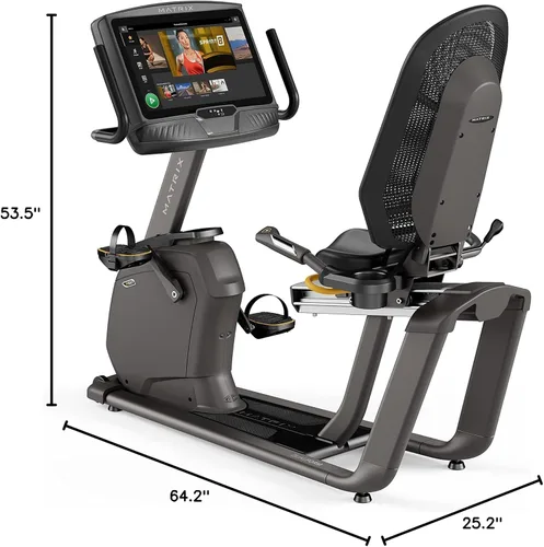 Miniatura 8 de Matrix Fitness R50 Recumbent Bike Club-Quality Dual Form Frame, Comfort Arc Seat Quiet Exact Force Induction Brake Recovery Rides, Low-Impact