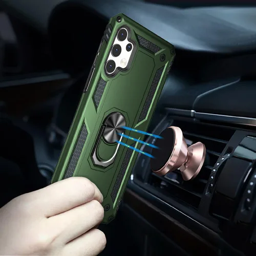 Miniatura 5 de Yiakeng Funda para Galaxy A32 5G, Samsung A32 5G, fundas protectoras de grado militar con anillo para Samsung Galaxy A32 5G (verde militar)