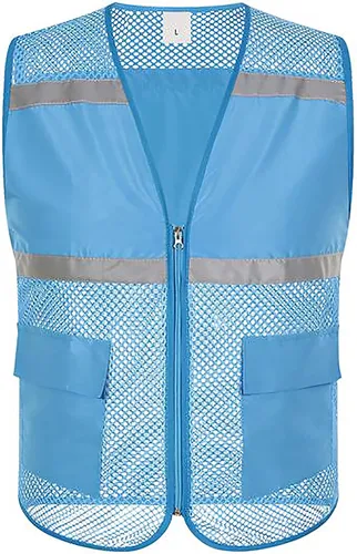 Miniatura 15 de TOPTIE Chaleco de seguridad de malla con cremallera, chaleco de uniforme de voluntario del equipo, chaleco reflectante para correr con bolsillos