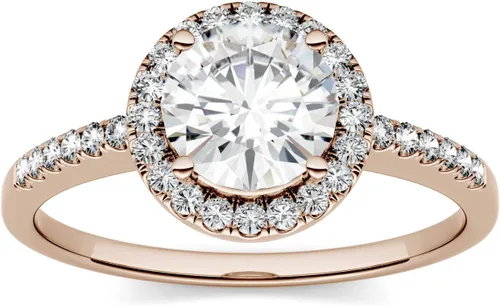 Miniatura 5 de Charles & Colvard Created Moissanite 6.5mm Round Cut Engagement Ring for Women 1.3 cttw DEW Lab Grown Solid 14K Rose Gold