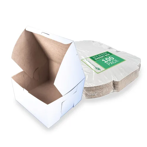 Miniatura 7 de Southern Champion Tray 23053K Caja de panadería de ventana de esquina con cerradura de cartón Kraft, 10 pulgadas de largo x 10 pulgadas de ancho x 5