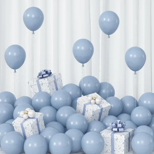 Miniatura 19 de Globos azul claro de látex de 5, 10, 12, 18 pulgadas, diferentes tamaños, 103 piezas de globos mate azul cielo azul bebé para decoración de fiesta