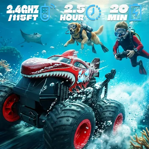 Miniatura 5 de BEZGAR Juguetes de Camión Monstruo - Camión Monstruo de Control Remoto con Luz y Música, Juguetes de Dinosaurio para Niños, Camión RC a Escala 1:20