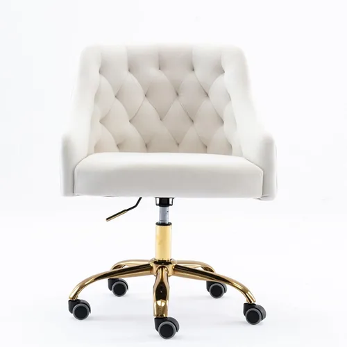 Miniatura 17 de Silla moderna de escritorio para oficina en casa con ruedas, giratoria, altura ajustable de terciopelo, sala de estar, dormitorio (negro)