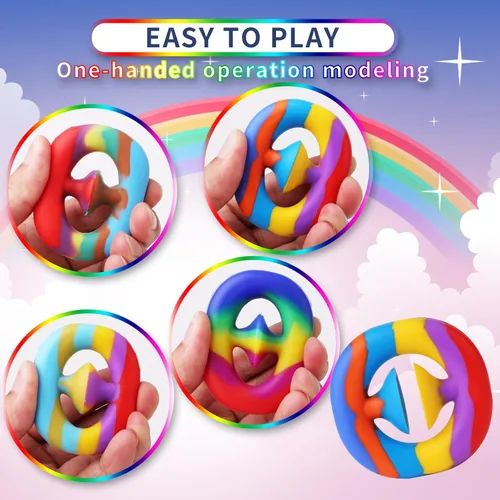 Miniatura 4 de Paquete de 4 juguetes para ansiedad para aliviar el estrés, juguetes sensoriales con agarre de mano, regalo para hacer ruido, para aliviar