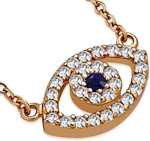 Miniatura 10 de Collar con colgante CZ mal de ojo azul blanco de plata de ley 925