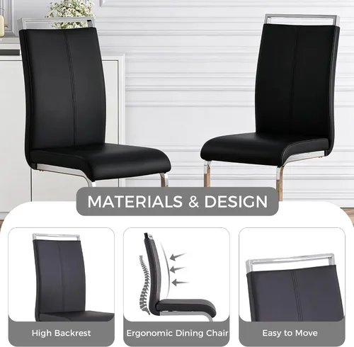 Miniatura 5 de Baysitone Juego de 6 sillas de comedor modernas, sillas laterales de comedor, sillas de cocina con asiento acolchado de piel sintética y respaldo