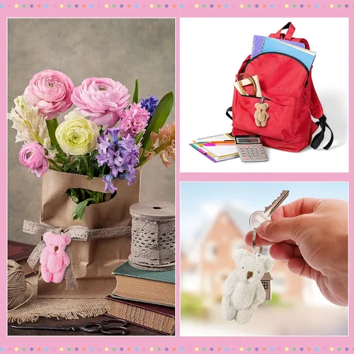 Miniatura 5 de Skylety 32 piezas de mini oso de peluche de oso pequeño de 2.36 pulgadas, mini articulación pequeña muñeca suave, juguetes de peluche para pastel