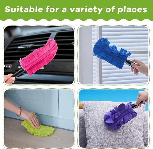 Miniatura 5 de Zubebe 12 piezas de repuesto de plumero de forro polar reutilizables, plumeros planos de plumas, almohadillas de limpieza lavables para múltiples