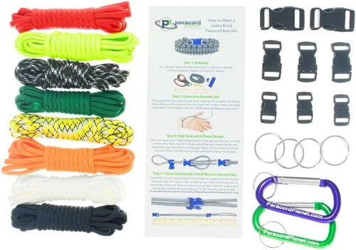 Miniatura 7 de Pulsera y kit de proyecto de paracaídas – 550 cuerdas de paracaídas, hebillas, mosquetones, llaveros