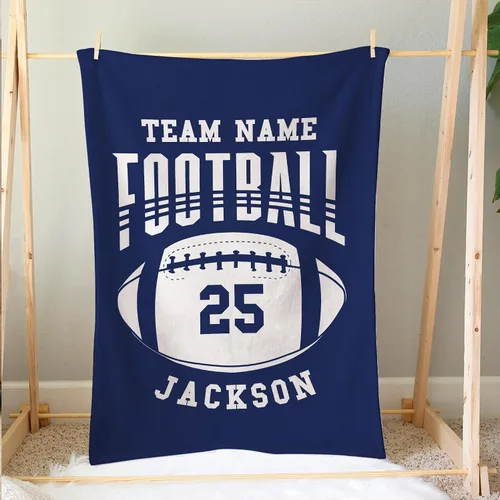 Manta de fútbol personalizada, manta de forro polar suave y acogedora del equipo de fútbol, regalo de fútbol personalizado para niños, papá, marido,